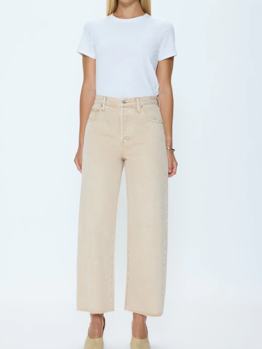 Pistola Tate Cropped High Rise Bowed Wide Leg Jean